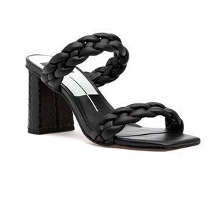 Dolce Vita Braided Double-Strap Black Block Heel Sandal